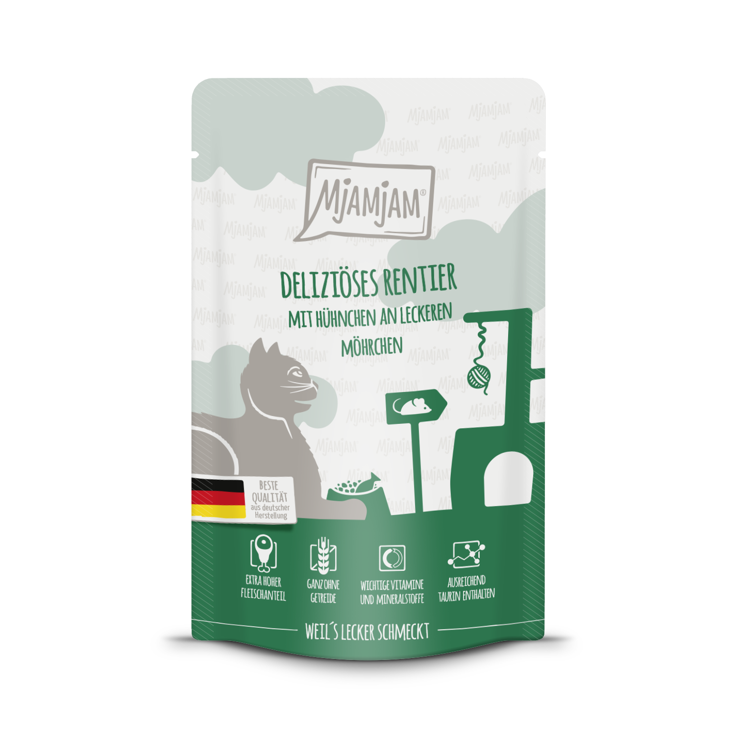 MjAMjAM Katze Rent+Huhn+Möhrchen 125gP