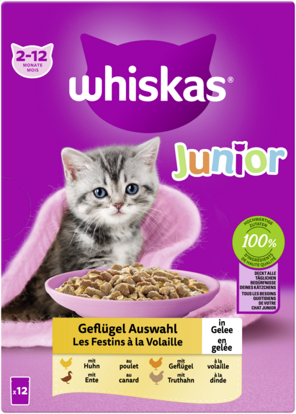 Whiskas Jun. Geflügel  Auswahl Gelee 12x85gP